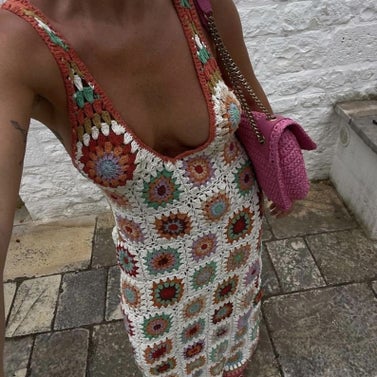AlisdaKnit Crochet Granny Square Dress