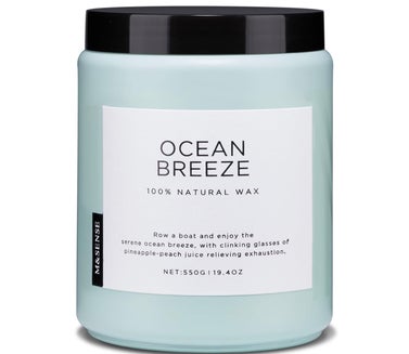 M&Sense Candle Ocean Breeze Scented, 19.4oz, 110 Hour Long-Lasting Candle