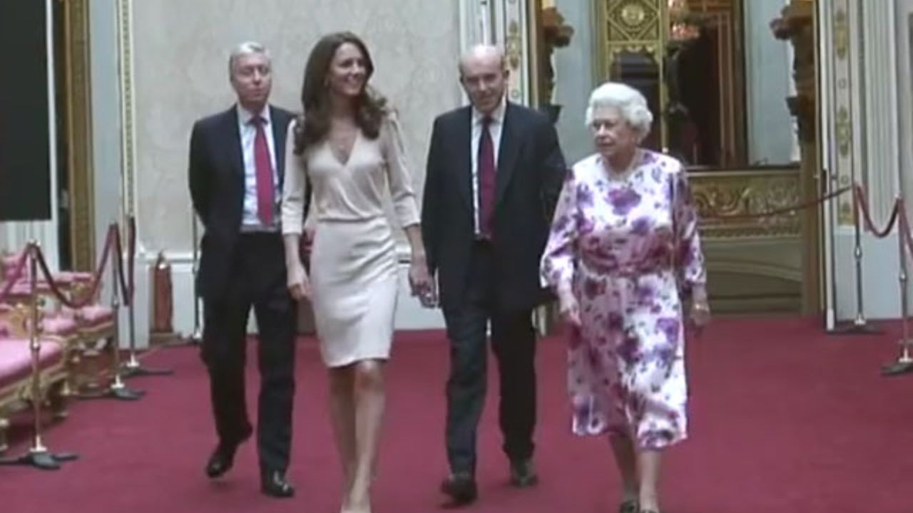 open lace back dress Kate Middleton Timeless V-Neck Lace Long Train Royal Wedding Dress