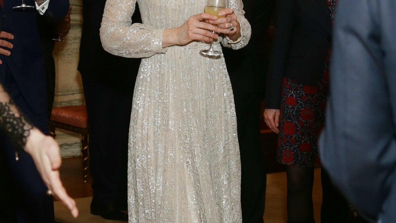 Kate Middleton Dazzles in Glittering Gold Gown While Attending Royal  Reception With Prince William | Entertainment Tonight