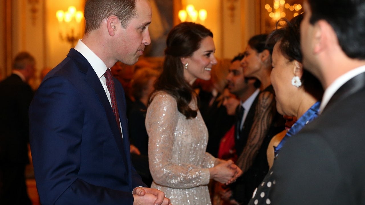 Kate Middleton Dazzles in Glittering Gold Gown While Attending Royal  Reception With Prince William | Entertainment Tonight