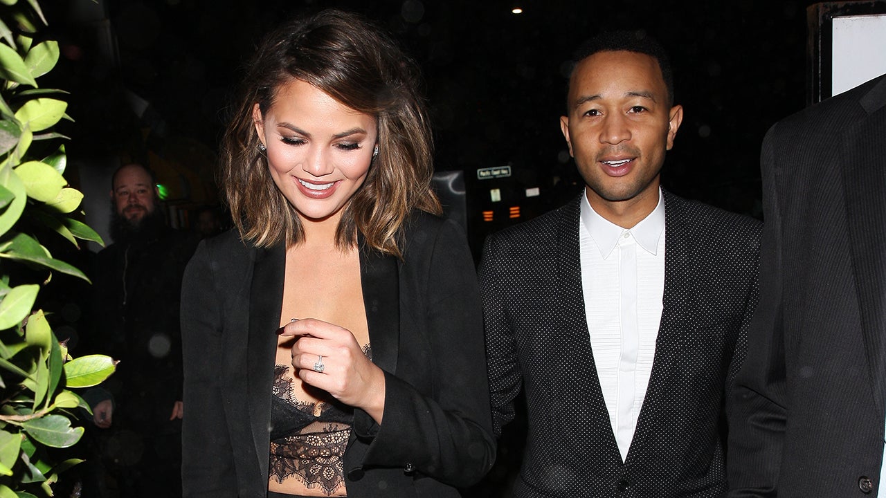 Chrissy Teigen Stuns in Lacy Bra Top on Valentine's Day Date Night With