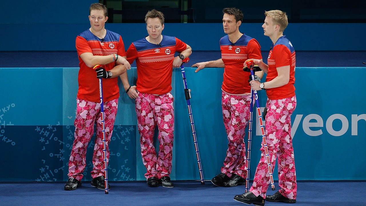 Winter Olympics 2018 Valentines Day Means Heart Pants for Norway Curling Team Entertainment Tonight