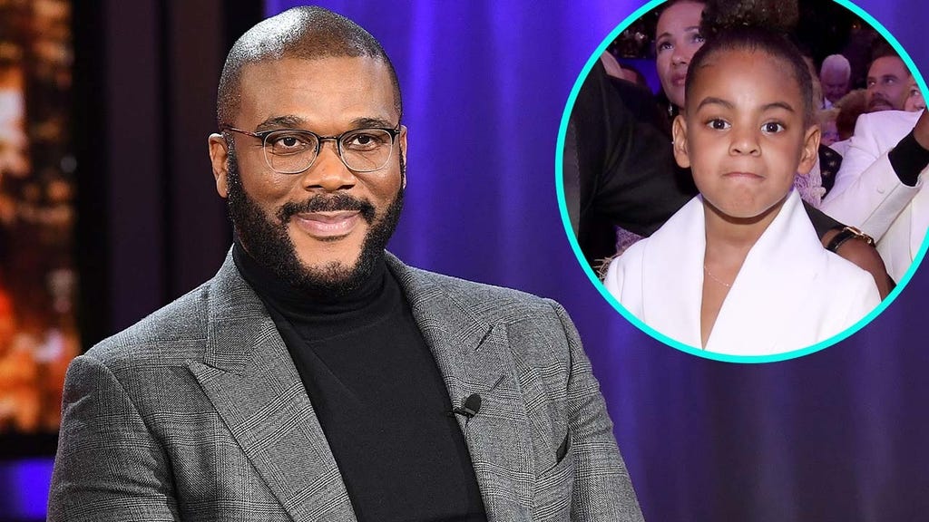 Tyler Perry and Blue Ivy Carter (inset)