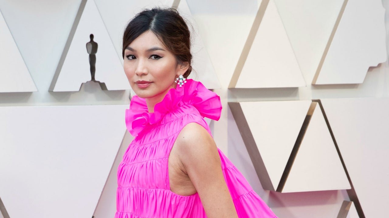 gemma chan pink dress Gemma Chan Heats Up 2019 Oscars Red Carpet in Dramatic Hot Pink Gown