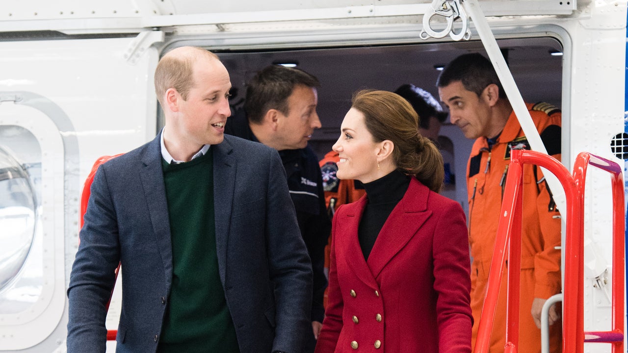 Prince William, Duke of Cambridge and Catherine, Duchess of Cambridge visit Caernarfon Coastguard Search and Rescue Helicopter Base during a visit to North Wales on May 08, 2019 in Various Cities, United Kingdom. 