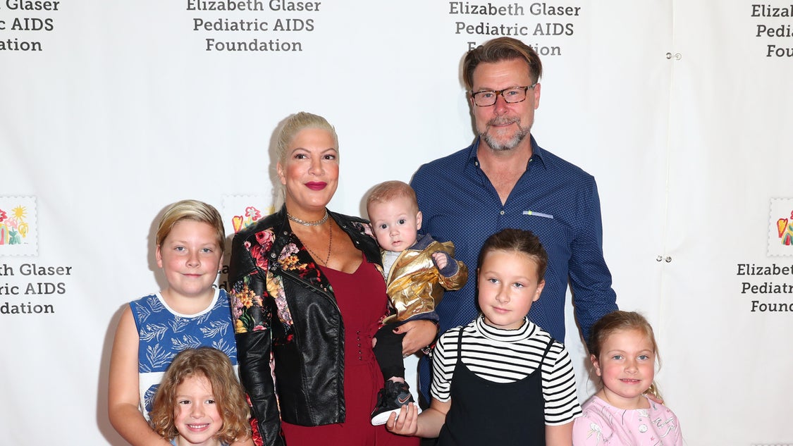 Tori Spelling, Dean McDermott and family at The Elizabeth Glaser Pediatric AIDS Foundation's 28th annual 'A Time For Heroes' family festival at Smashbox Studios on October 29, 2017 in Culver City, California.