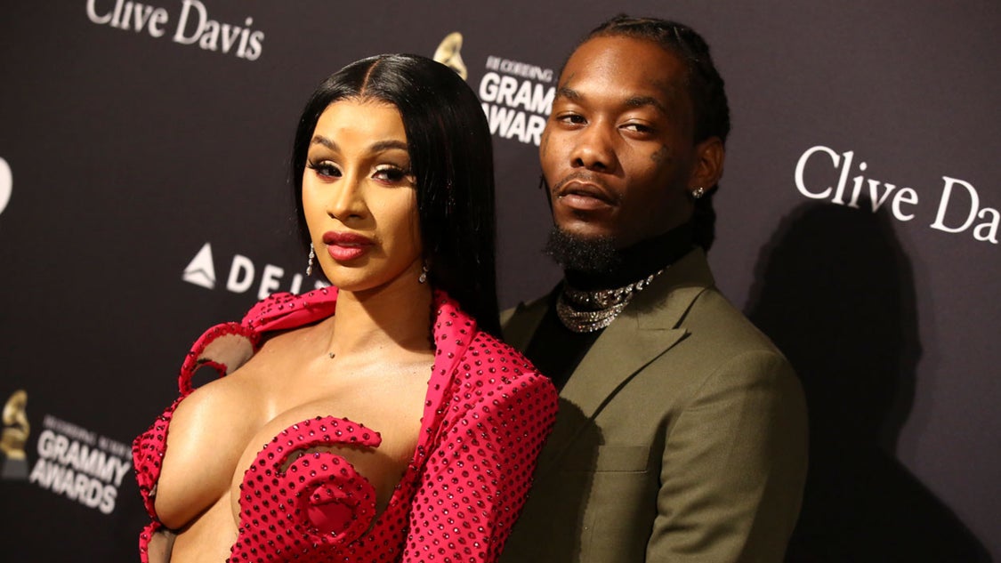 cardi b and offset at pre-grammy gala