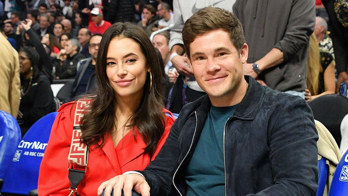 Chloe Bridges and Adam DeVine at a basketball game between the Los Angeles Clippers and the Memphis Grizzlies