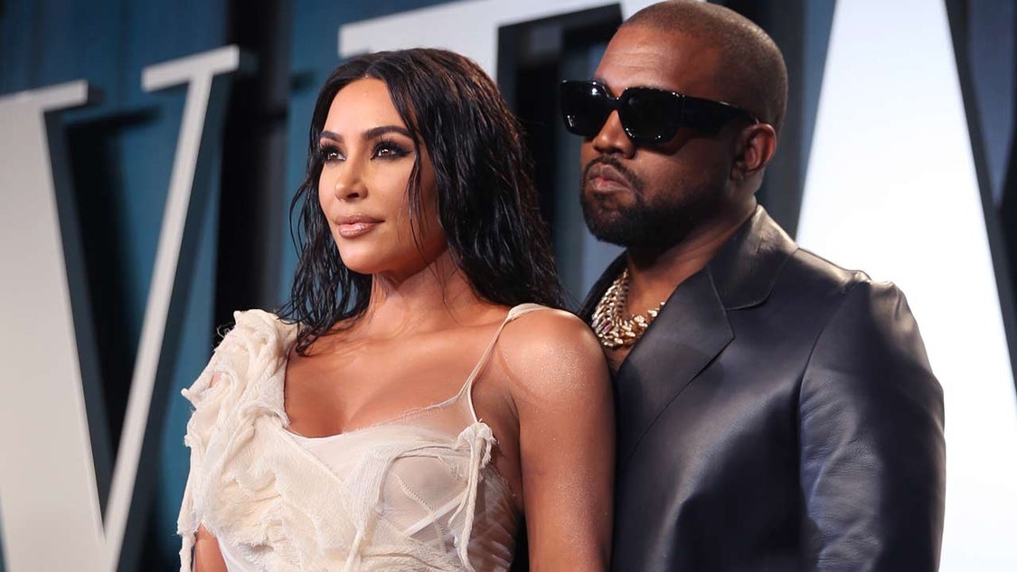 Kim Kardashian and Kanye West at the Vanity Fair Oscars Party 2020