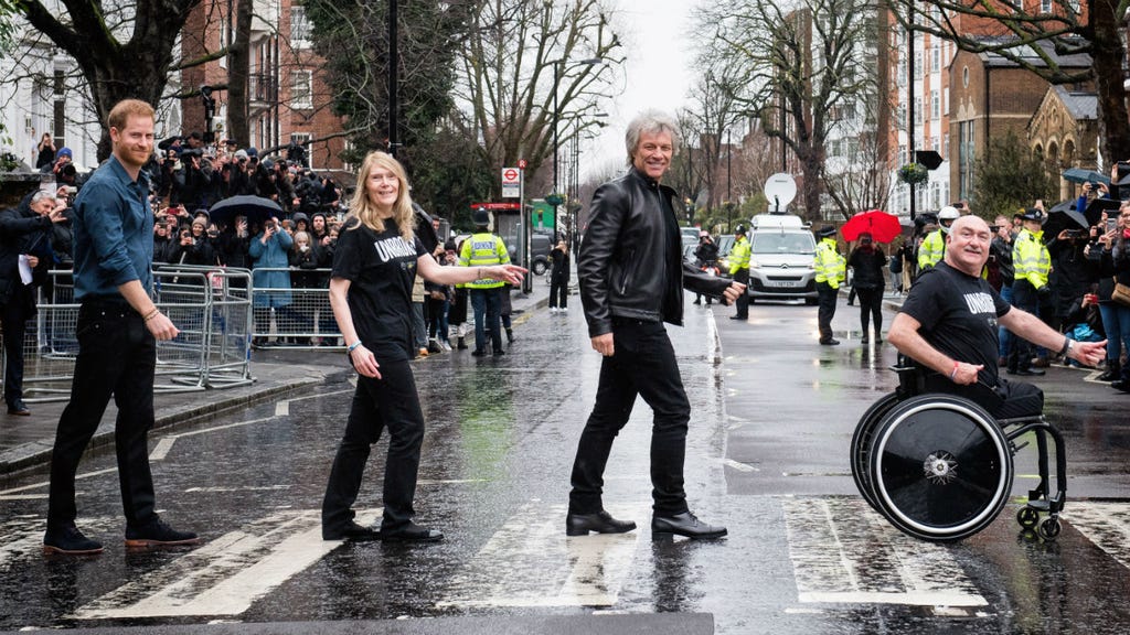 Prince Harry and Jon Bon Jovi at Abbey Road Studios