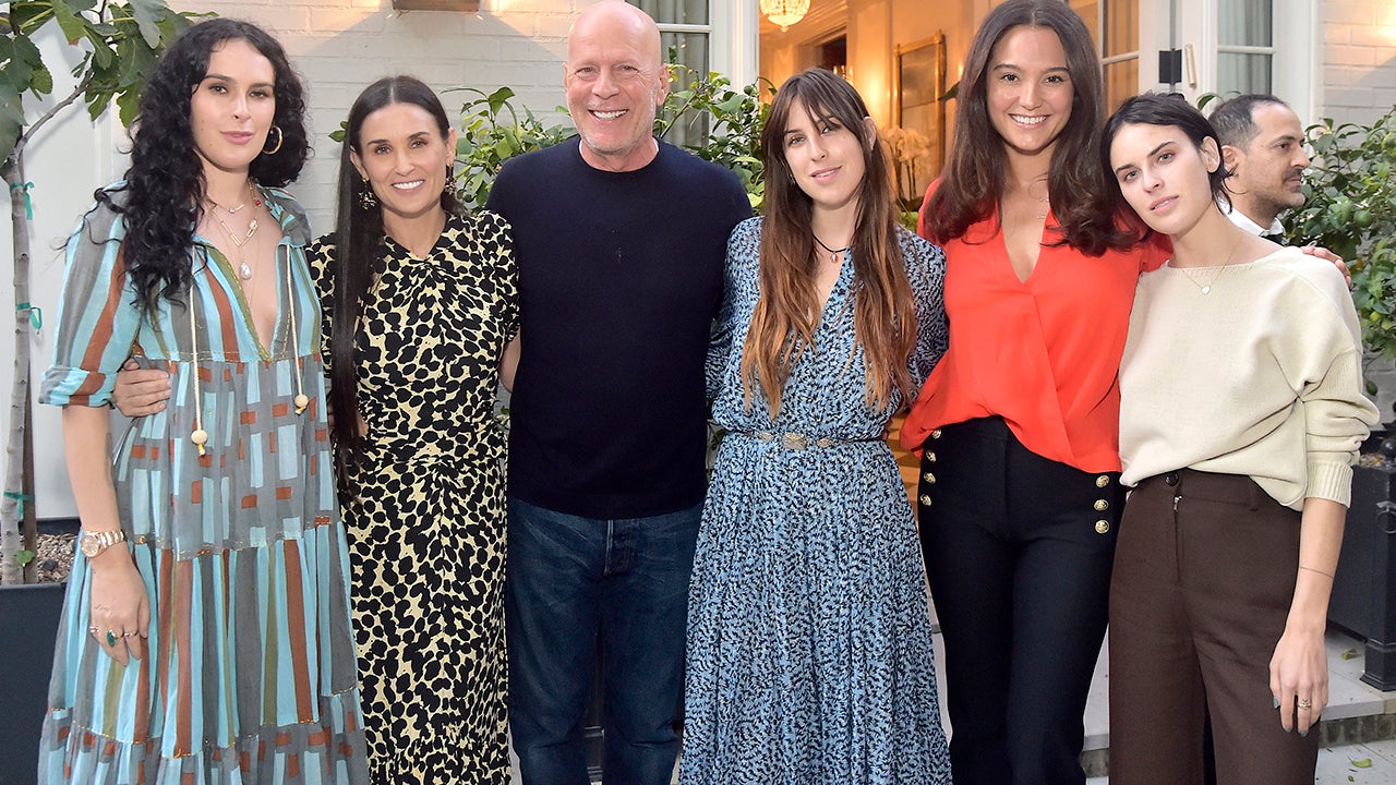 Rumer Willis, Demi Moore, Bruce Willis, Scout Willis, Emma Heming Willis and Tallulah Willis attend Demi Moore's 'Inside Out' Book Party on September 23, 2019 in Los Angeles, California.