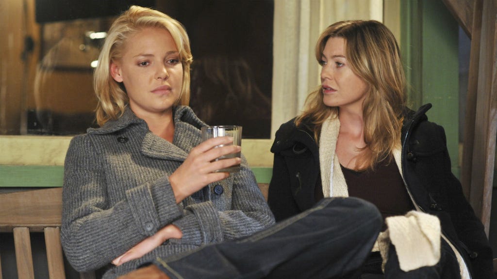 Katherine Heigl and Ellen Pompeo on 'Grey's Anatomy'