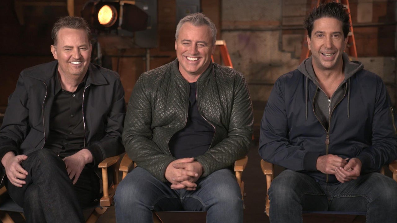 See Matthew Perry's Bond With 'Friends' Co-Stars David Schwimmer and Matt LeBlanc in ET Interview Bloopers