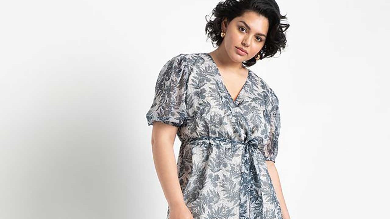 white christmas dresses Elena Tiered Cotton Midi Dress-Blue, Ornamental Floral
