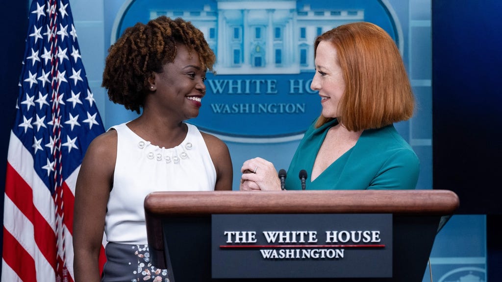 New White House Press Secretary Karine Jean-Pierre is introduced by Former Secretary Jen Psaki