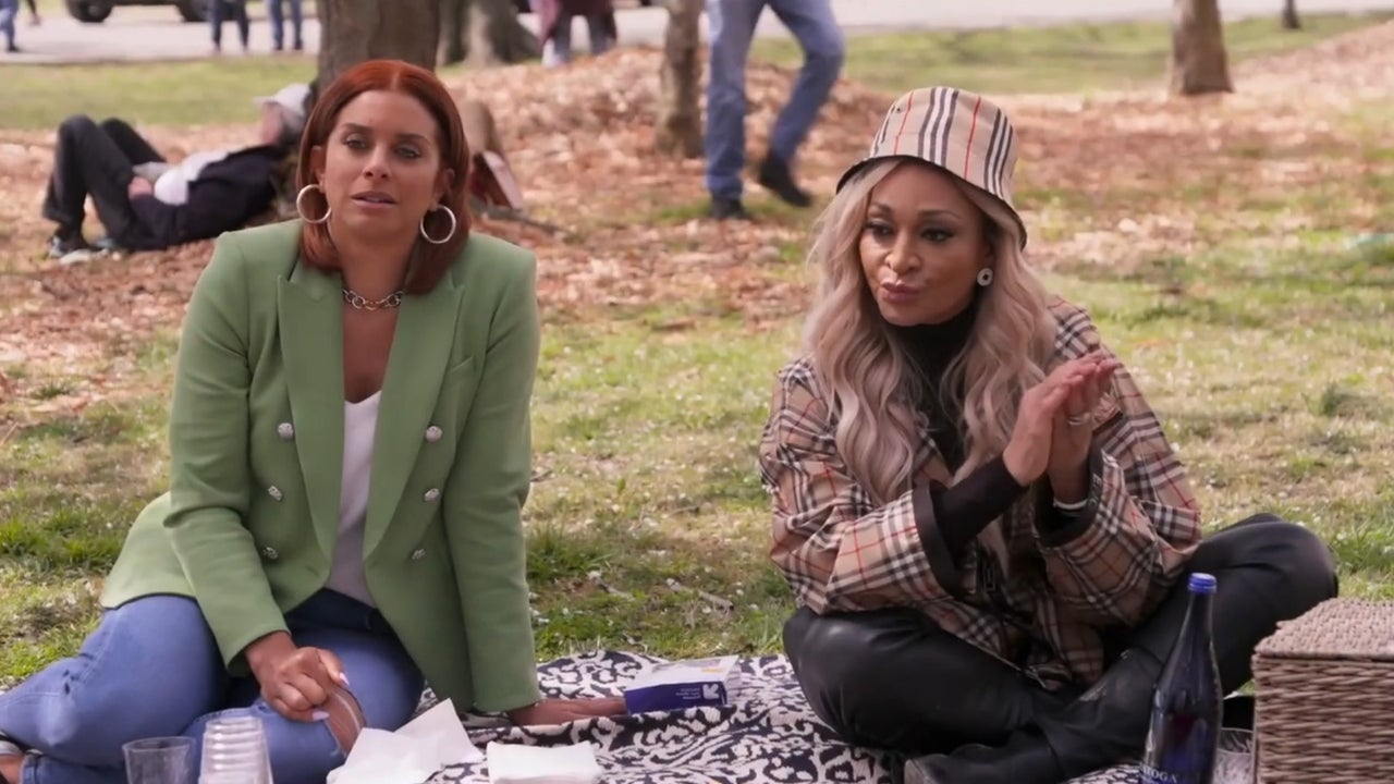 Robyn Dixon and Karen Huger in a scene from season 7 of The Real Housewives of Potomac