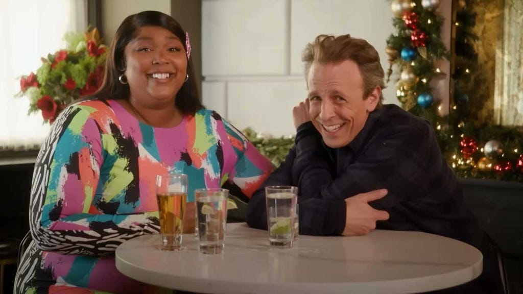Lizzo and Seth Meyers
