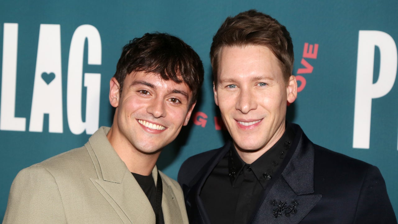 Tom Daley (L) and Dustin Lance Black pose at the PFLAG 50th Anniversary Gala at The New York Marriott Marquis on March 3, 2023 in New York City