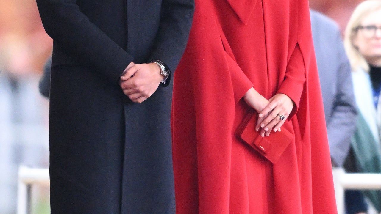 Kate Middleton Is a Standout in New Red Cape and Hat While Hosting State  Visit With Prince William | Entertainment Tonight