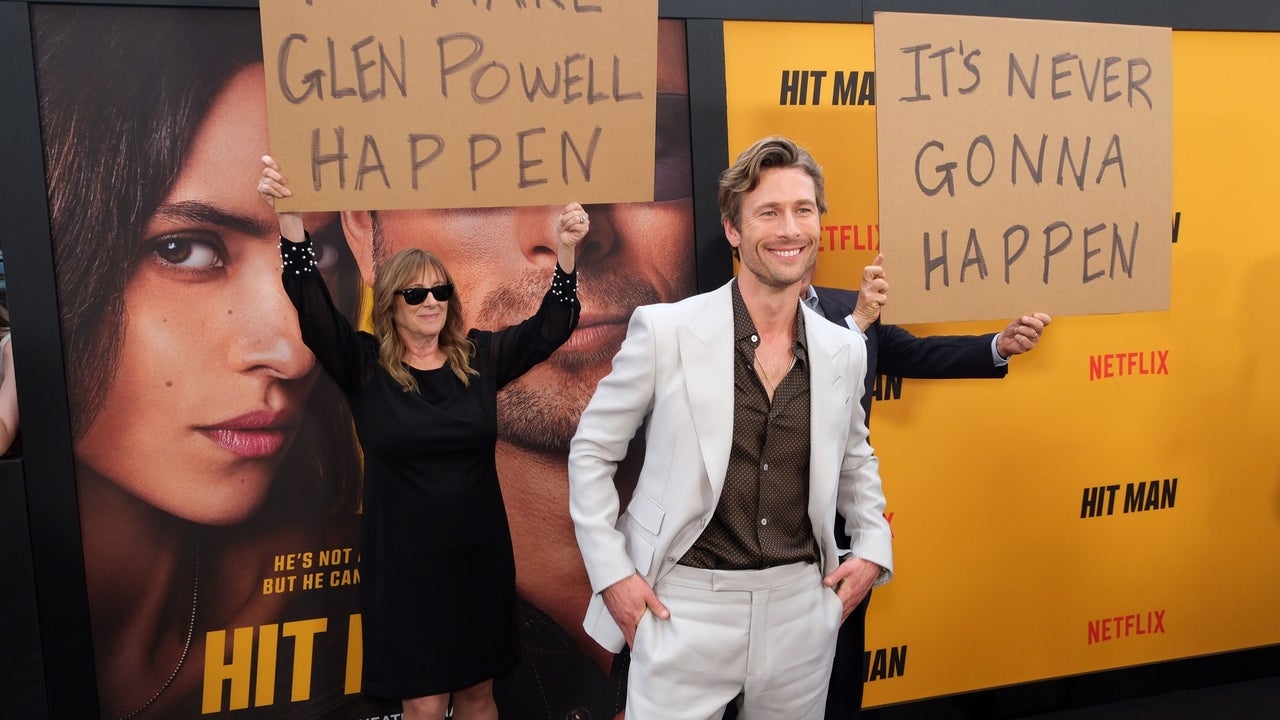 Glen Powell’s Parents Hilariously Troll Him at Texas ‘Hitman’ Premiere