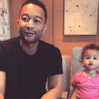 John Legend poses with baby Luna