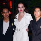 Angelina Jolie poses with sons Maddox and Pax