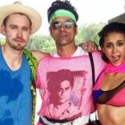 Chord Overstreet, John Stamos, and Nina Dobrev at '80s party