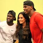 Kevin Hart Demi Lovato and Chris Paul at Houston Food Bank