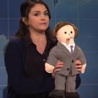 Cecily Strong and Weekend Update anchor Colin Jost on 'Saturday Night Live' 