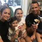 Jennifer Lopez and Alex Rodriguez with their kids