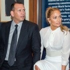 Alex Rodriguez and Jennifer Lopez at yankees shark tank event