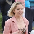 Emilia Clarke pink wedding guest dress