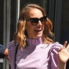 Natalie Portman puffy shoulder blouse