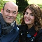 Nia Vardalos and husband Ian Gomez on the set of 'The Great American Baking Show'
