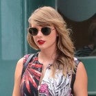 Taylor Swift in printed romper and snakeskin backpack and platform boots