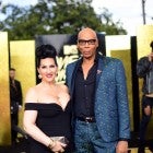Michelle Visage and RuPaul pose on the red carpet.