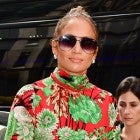 Jennifer Lopez floral top and white pants