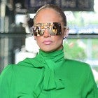 Jennifer Lopez in green bow blouse
