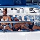 Jennifer Lopez and Alex Rodriguez on a yacht in Capri.