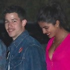 Priyanka Chopra in pink with Nick Jonas with mustache 1280