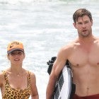 Chris Hemsworth, Elsa Pataky surfing