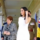 Meghan Markle and Her Excellency Lady Lynne Cosgrove attend a Welcome Event at Admiralty House on October 16, 2018 in Sydney, Australia.