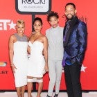 Adrienne Banfield-Jones, Jada Pinkett Smith, Willow Smith, and Will Smith attend the BET's 'Black Girls Rock!' Red Carpet at NJ Performing Arts Center on March 28, 2015 in Newark, New Jersey.