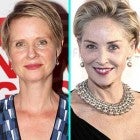 Cynthia Nixon and Sharon Stone with Ryan Murphy (inset)