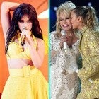 Camila Cabello and Dolly Parton with Miley Cyrus at the 2019 GRAMMY Awards