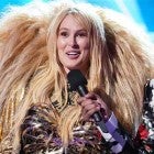 Rumer Willis as The Lion and host Nick Cannon on Fox's 'The Masked Singer'