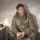 Prince Harry in a Quincey Shelter, a makeshift shelter built of snow, during a visit to Exercise Clockwork in Bardufoss, Norway.