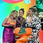 Candace Cameron Bure, Andrea Barber Jodie Sweetin accept the Favorite Funny TV Show award for 'Fuller House' onstage at Nickelodeon's 2019 Kids' Choice Awards at Galen Center on March 23, 2019 in Los Angeles