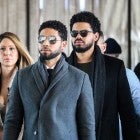 Jussie Smollett and team arrive for a court hearing at the Leighton Criminal Courthouse on March 12, 2019 in Chicago. 